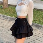 Dlynmoo Women Goth Black Pleated Mini Skirt with Chain High Waisted Tennis Skirt - Image 5